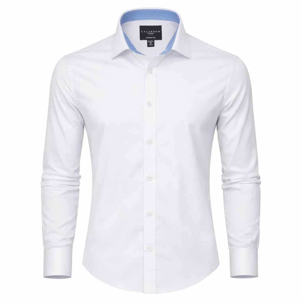 Calabrum Men's Dress Shirts Quick-Dry Wrinkle Free Dress Shirt Relaxed Fit Busin