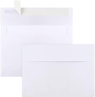 50 Packs 5x7 Envelopes, White A7 5x7 Envelopes for Invitations, Printable, Self Seal for Weddings, Photos, Postcards, Greeting Cards, Mailing