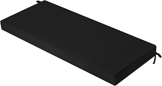 idee-home Outdoor Bench Cushion Waterproof | Bench Cushions for Outdoor Furniture, Patio Porch Swing Replacement Seat Pad with Ties for Garden Backyard 48 x 18 In Black