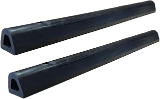 WarehouseWiz Rubber Dock Bumpers, Set of x2, Size 24" x 2” x 2", Impact-Resistant D-Shape Bumpers, Edge Guards Guard Protectors with 2 Pre-Drilled Holes for Boat Dock Marinas, Loading Docks, Cars