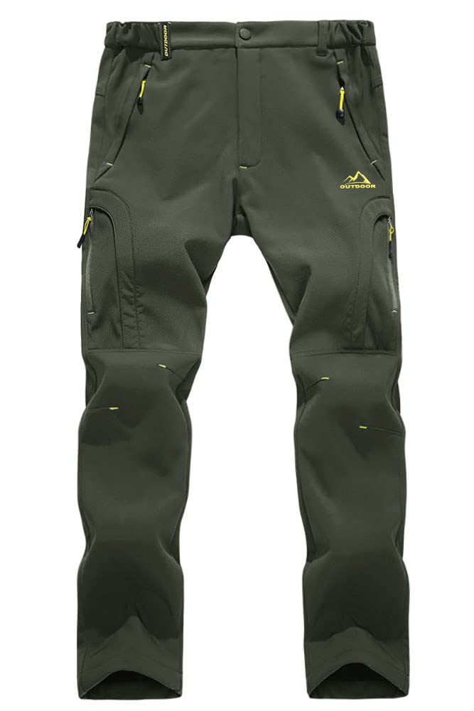 EKLENTSON Men's Waterproof Softshell Fleece Lined Outdoor Walking Trousers Warm 