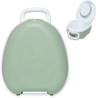 My Carry Potty Toddler Travel Potty 18 Months to 3 Years, Green Pastel | Portable Leak-Proof Toilet Training Seat for Boys &amp; Girls, Bag-Free, Easy to Clean, Non-Slip Feet