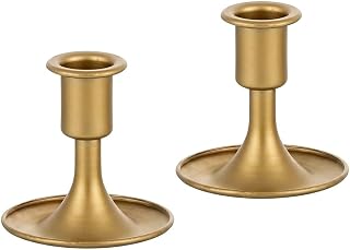 Vintage Gold Candle Holders Set of 2, Taper Candle Holders for Table Centerpiece, Decorative Metal Candlestick Holders for Home Wedding Decor