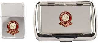 Football Polished Chrome Tobacco Tin and Stormproof Petrol Lighter Manchester Reds