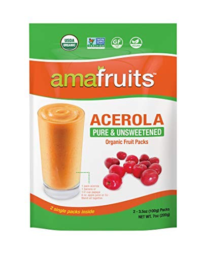Amafruits Acerola Frozen Puree Pure and Unsweetened Smoothie and Bowl Packs | US