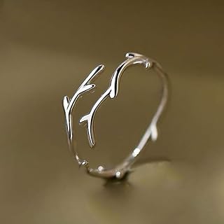Fancy Leaf Olive Design Ring for Women Metal Silver Color Opening Finger Jewelry