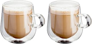 Judge Double Walled Glass Coffee Cups, Set of 2 Latte Glasses, 275 ml Each, Handmade Insulated Borosilicate Glass