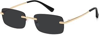 Retro Frameless Rectangle Sunglasses Womens Trendy Narrow Small Frame Spring Hinge UV Protection FZN905