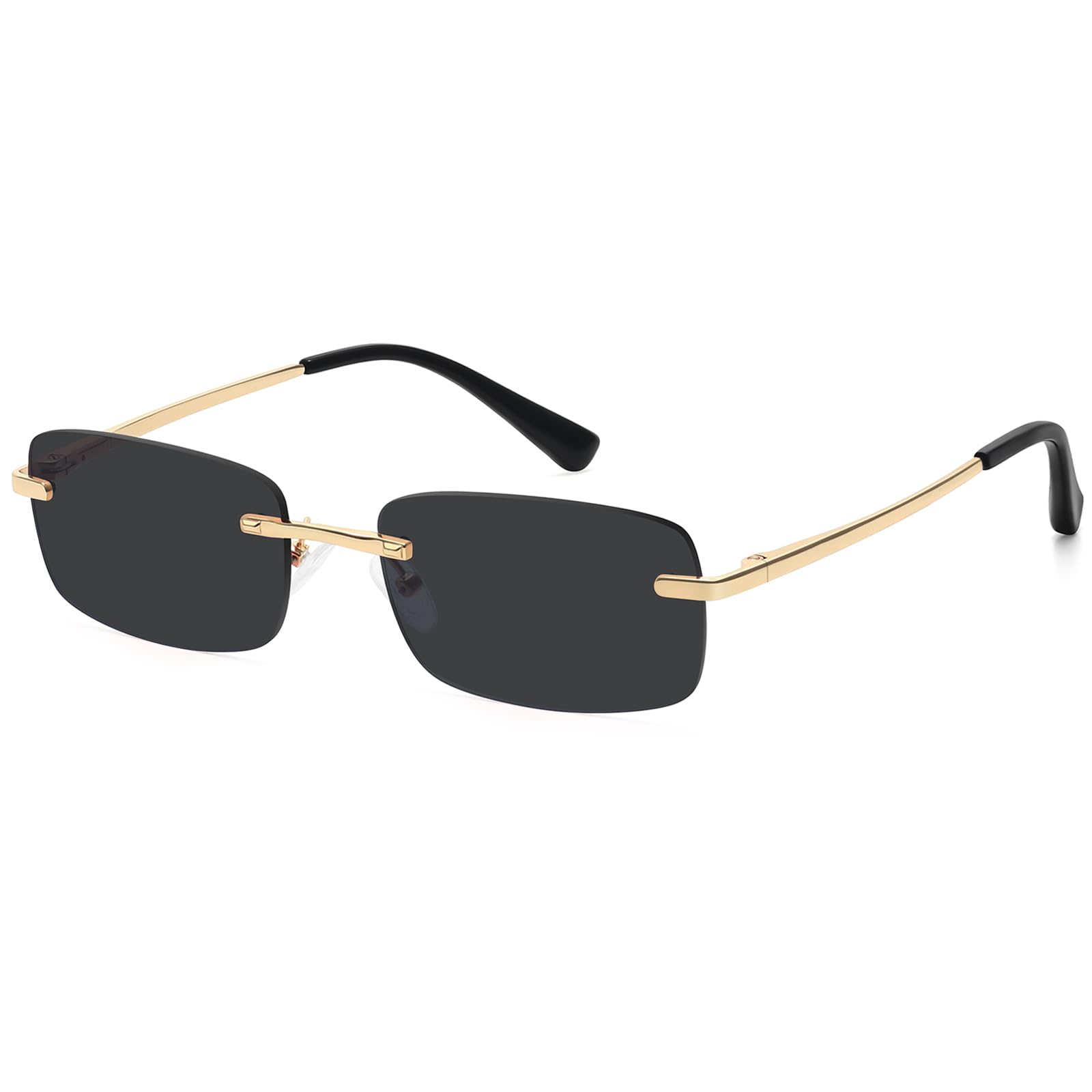 Retro Frameless Rectangle Sunglasses Womens Trendy Narrow Small Frame Spring Hin