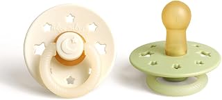 Itzy Ritzy Natural Rubber Pacifiers (Set of 2) – Baby Pacifiers with Cherry-Shaped Nipple & Large Air Holes for Added Safety; Set of 2 Glow in the Dark Binkies (Ages 6-18 Months)