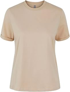 Pieces Pcria SS Fold Up Solid Tee Noos BC Women's T-Shirt (Pack of 1)