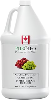 PUROLEO Grapeseed Oil 64 Fl Oz/1900 ML (Packed IN CANADA) | Pure Moisturizer Carrier Oil massage oil baby oil hair oil body oil baby oil hair care Oil for hair | Beauty & DIY blend 100% Natural