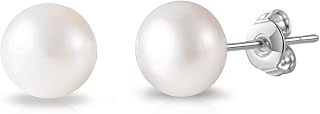 Silver Plated Freshwater Pearl Earrings, Rhodium-plated, Freshwater Pearl