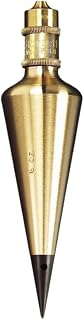 Starrett Solid Brass Plumb Bob, 16oz. Weight | Replaceable Hardened Steels, 10' Nylon Cord, For Layout Work, Construction, Surveying, PBB-16