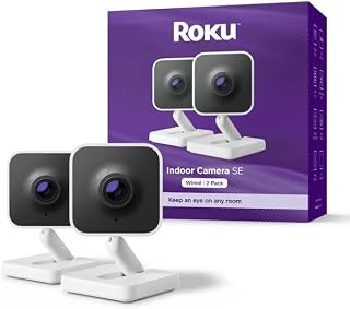 Roku Indoor Camera SE Home Security Camera, 2-Pack, Wired, White (Renewed)