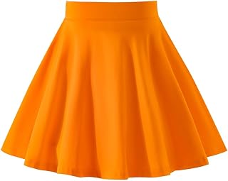 Girls Skater Skirt Elastic Waist Flared A-Line Cotton School Skirt