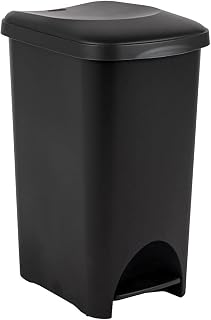 Addis Eco Made from 100 percentage Plastic Family Kitchen Pedal Bin, 40 Litre, 518999ADF, Recycled Black