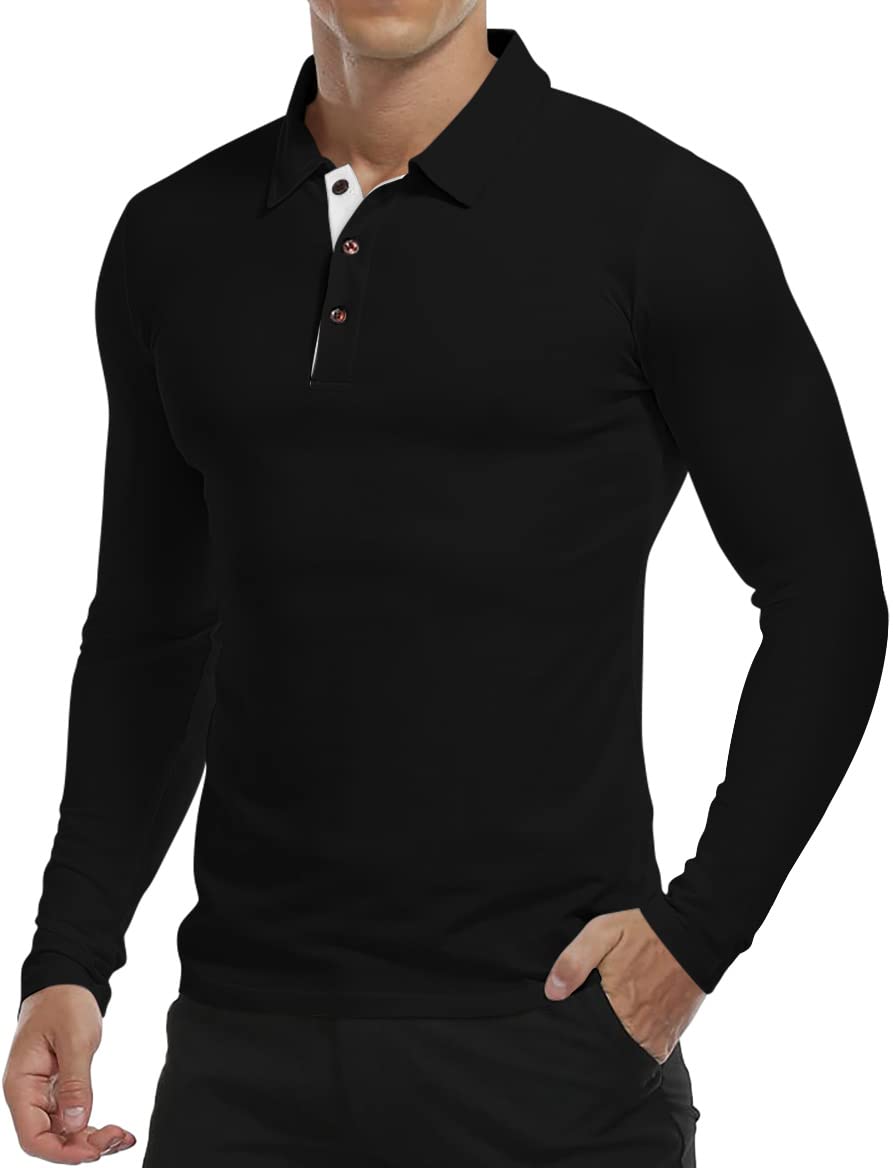 KUYIGO Men's Polo Shirt Long Sleeves & Short Sleeves Sports Shirts Tennis Golf B
