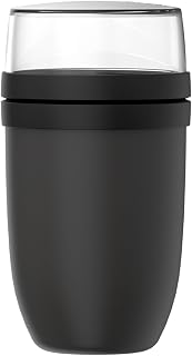 Mepal - Ellipse XL Lunch Box - Yoghurt and Muesli Cup - Separate Scoparti for Yogurt and Muesli - Freezer, Microwave and Dishwasher Safe - 750 + 300 ml - Nordic Black