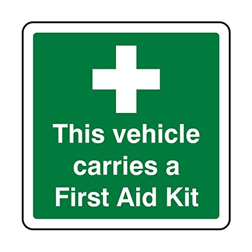 100mmx100mm This Vehicle Carries A First Aid Kit Sign Sticker Self Adhesive