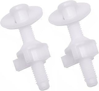 Jwodo Universal Toilet Seat Screws and Hinge Bolts - Replacement Parts with Plastic Bolts, Nuts and Washers for Top Mount Hinges (2 Packs)