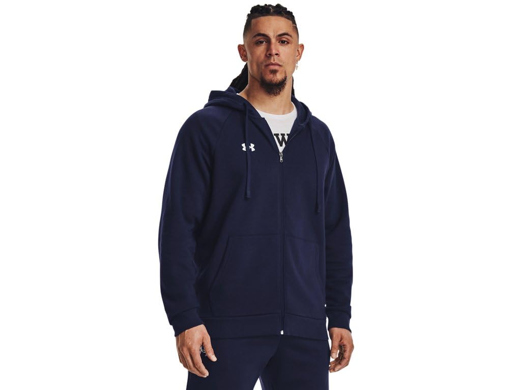 Under Armour Men's Ua Rival Cotton Fz Hoodie Sporty Sweat Jacket, Warm Hoodie wi
