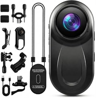 Mini Body Camera 1080P, 512G Thumb Action Camera, Tiny Size, Mount Anywhere, Portable Sports Cam with Magnetic & 360° Clip, Hands-Free Recording for Motorcycle/Sports/Pet/Bike (SD Card Not Included)