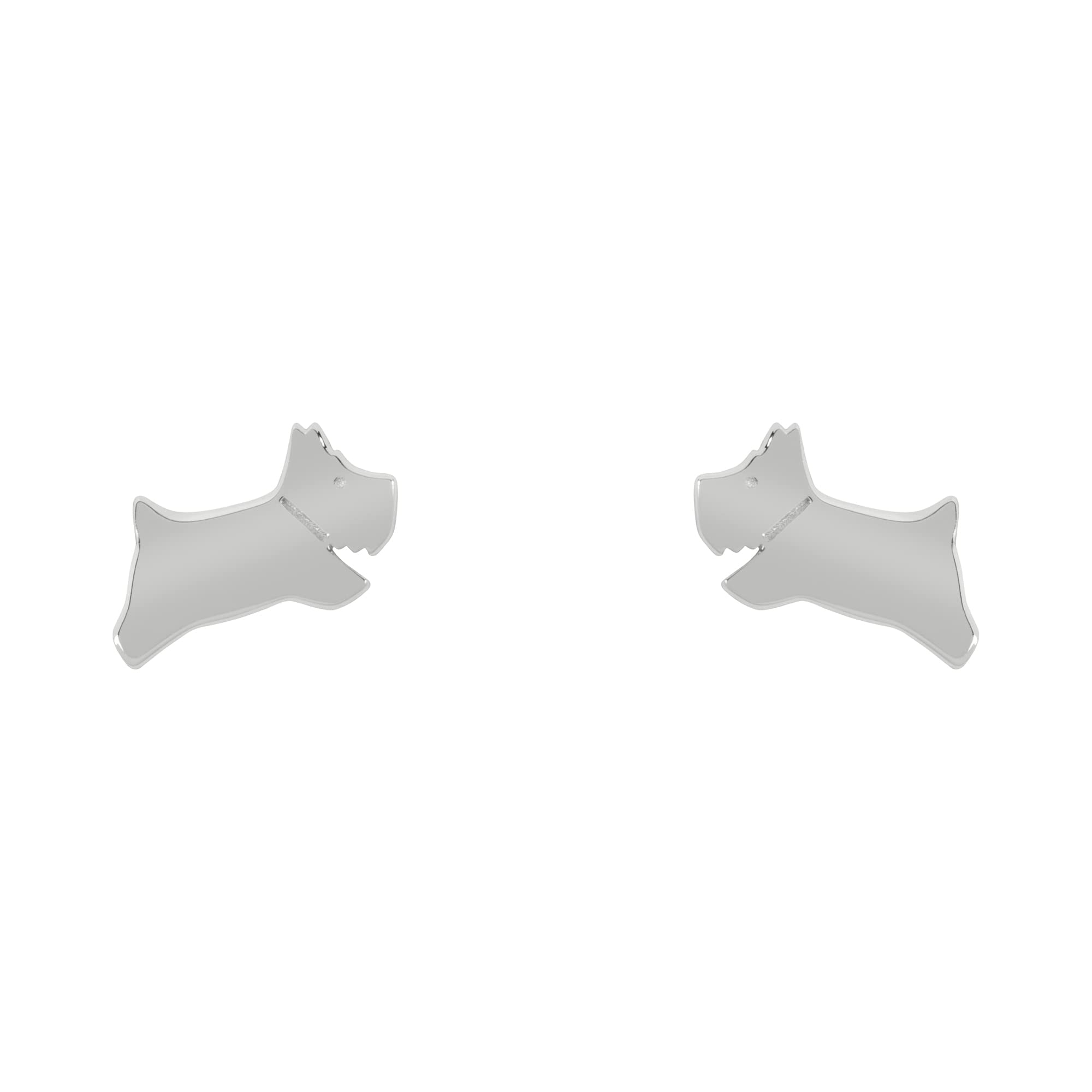 Radley Sterling Silver Plated Polished Jumping Dog Stud Earrings, One Size, Ster
