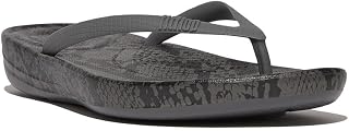 Fitflop Iqushion Ergonomic Snake Print Flip Flops Women's Sandal, grey, 38 EU