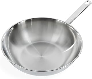 BK BrightWok 11" Stainless Steel Induction Wok, Multi-Coated, Oven Resistant, Metal Utensil Resistant, Dishwasher Resistant, Silver