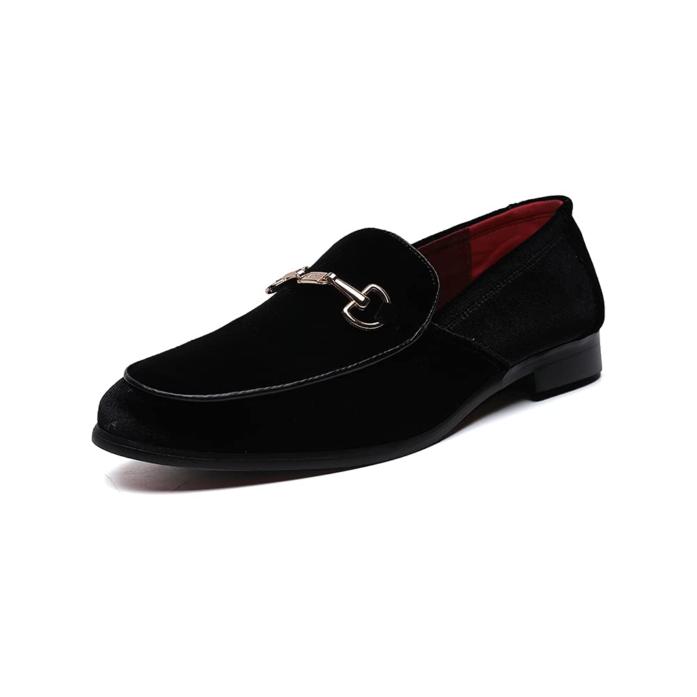 LCQL Men's Luxury Velvet Penny Loafer Shoes Noble Slip-on Suede Loafers Smoking 