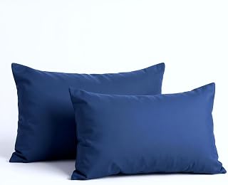 HOSUR Pillowcases 35/50, Set of 2, Peach Skin Treatment, Envelope Type, Pillow Cover, Durable High Density Fabric, Skin Friendly, Easy to Put on and Take Off, Antibacterial, Odor Resistant, Moisture Wicking, Quick Drying (35x50, Navy)