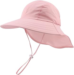 Zsedrut Toddler Summer Hat with Neck Flap Waterproof Kids Swim Hat Baby UV Protection Sun Hats Beach Cap for Boys Girls