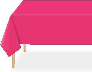 QIKSION 2 Pack Hot Pink Plastic Tablecloth, Hot Pink Table Cloth Disposable