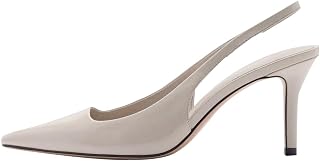 YIYA Women's Burgundy Cherry Red Slingback Heels Closed Pointed Toe Stiletto Kitten High Heels Backless Slip On Heeled Dark Red Pumps Fall Summer Dress Shoes
