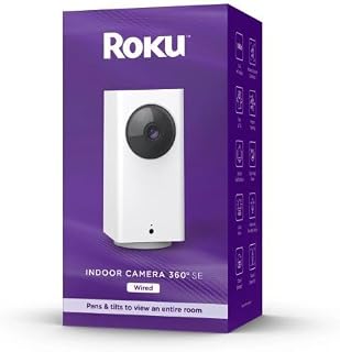 Roku Indoor Camera 360 SE for Home Security, 1080p HD Color Night Vision, Compatible with Alexa and Google, Motion Detection and Tracking, Pan Tilt, Renewed