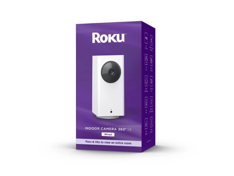 Roku Indoor Camera 360 SE for Home Security, 1080p HD Color Night Vision, Compat
