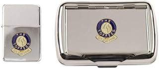 Football Polished Chrome Tobacco Tin and Stormproof Petrol Lighter Everton