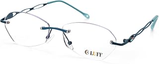 LUFF Rimless Reading Glasses for Women Blue Light Blocking Lightweight Metal Classic Computer Readers Anti Eyestrain Case