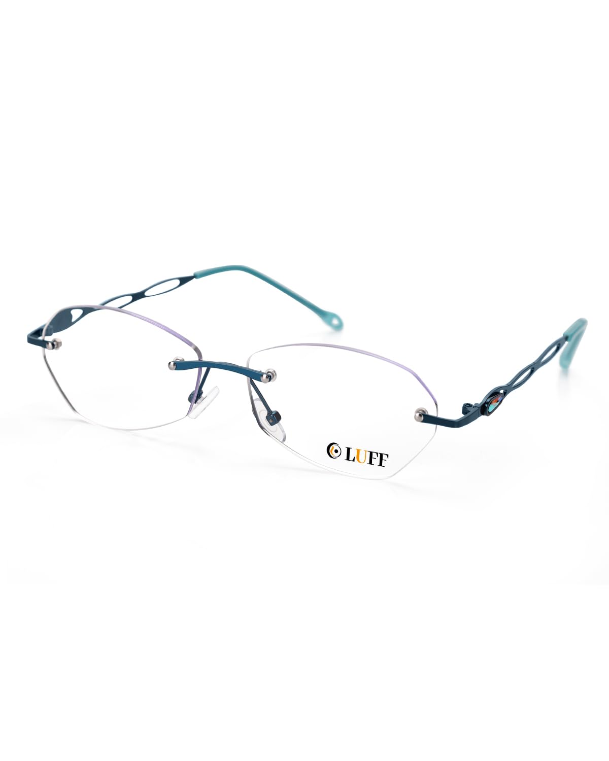 LUFF Rimless Reading Glasses for Women Blue Light Blocking Lightweight Metal Cla