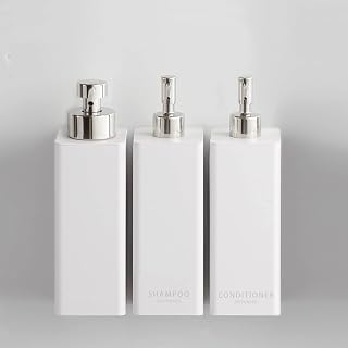 Yamazaki 5210 4258 4260 Magnetic Two-Way Dispenser, 3 Bottle Set, Shampoo, Conditioner, Foam Type, Refill, Tower, White