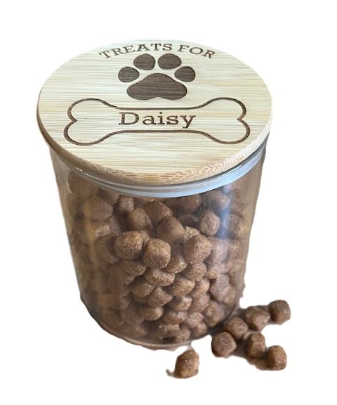 Personalised Dog treats jar. Engraved. pet treats storage jar, custom made. Airt