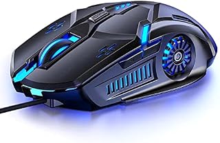 SMAIGE Gaming Mouse Wired,6 Buttons, 4 Adjustable DPI Up to 3200 DPI, 7 Circular & Breathing LED Light, Multifunction Wired Mouse Used for Games and Office (Black)