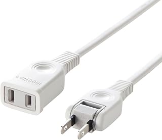 Sanwa Supply TAP-EX2102 Power Extension Cord 6.6 ft (2 m) Tracking Fire Prevention Insulated Cap Swing Plug White