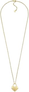 Fossil Collier pour femme en acier inoxydable avec fermoir mousqueton et pendentif en forme de coeur