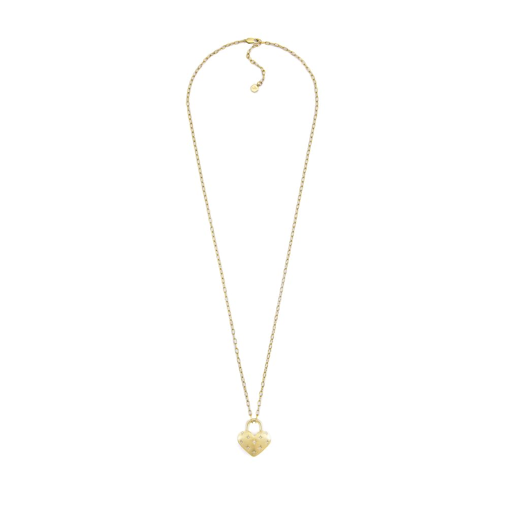 Fossil Collier pour femme en acier inoxydable avec fermoir mousqueton et pendent