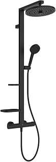 Ideal Standard Ceratherm Alu+ Shower Column, Made from 84% Recycled Aluminium, Water-Saving Shower with Different Jet Types – Matte Black (356x501x1113mm)