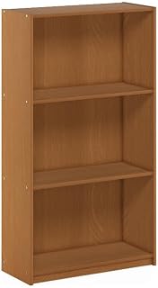 Furinno Basic 3-Tier Book Shelf with Open Shelves, Natural Oak
