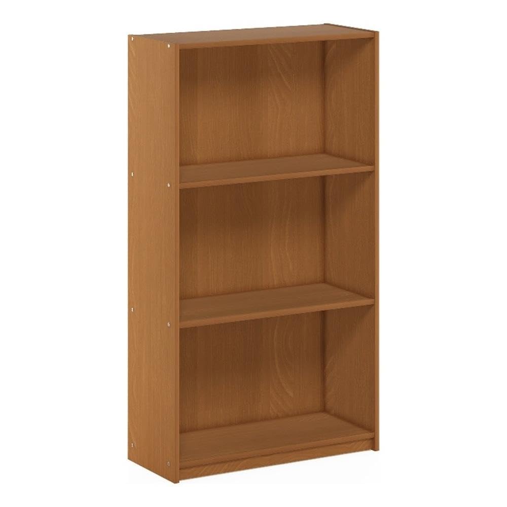 Furinno Basic 3-Tier Book Shelf with Open Shelves, Natural Oak