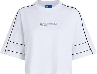 Karl Lagerfeld Jeans Donne Relaxed Cropped Piping T-Shirt